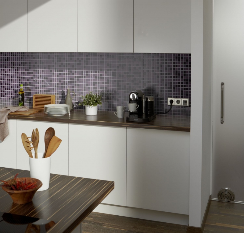 Piastrella di mosaico dipinta a mano Mosaico di vetro viola traslucido Cristallo viola BAGNO WC Cucina PARETE MOS62-1104_m