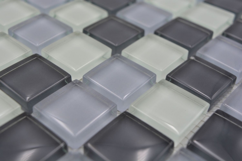 Piastrella di mosaico dipinta a mano Grigio traslucido Mosaico di vetro Grigio cristallo BAGNO WC Cucina PARETE MOS72-0204_m