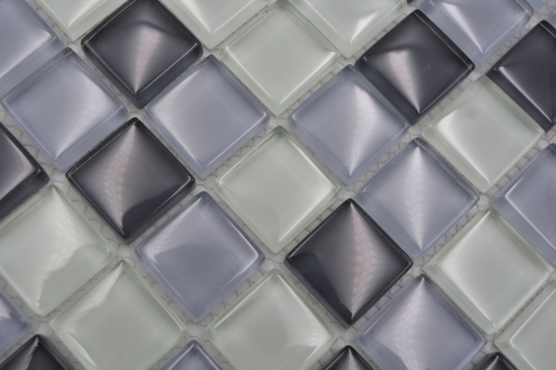Piastrella di mosaico dipinta a mano Grigio traslucido Mosaico di vetro Grigio cristallo BAGNO WC Cucina PARETE MOS72-0204_m
