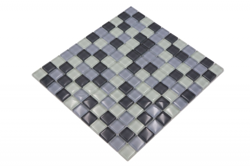 Piastrella di mosaico dipinta a mano Grigio traslucido Mosaico di vetro Grigio cristallo BAGNO WC Cucina PARETE MOS72-0204_m