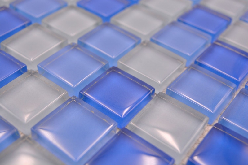 Piastrella di mosaico dipinta a mano Azzurro traslucido Mosaico di vetro Azzurro cristallo BAGNO WC Cucina MURO MOS72-0406_m