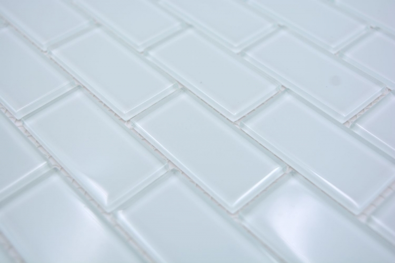 Mosaico dipinto a mano Mattone bianco traslucido Mosaico di vetro Cristallo bianco BAGNO WC Cucina Muro MOS66-0102_m