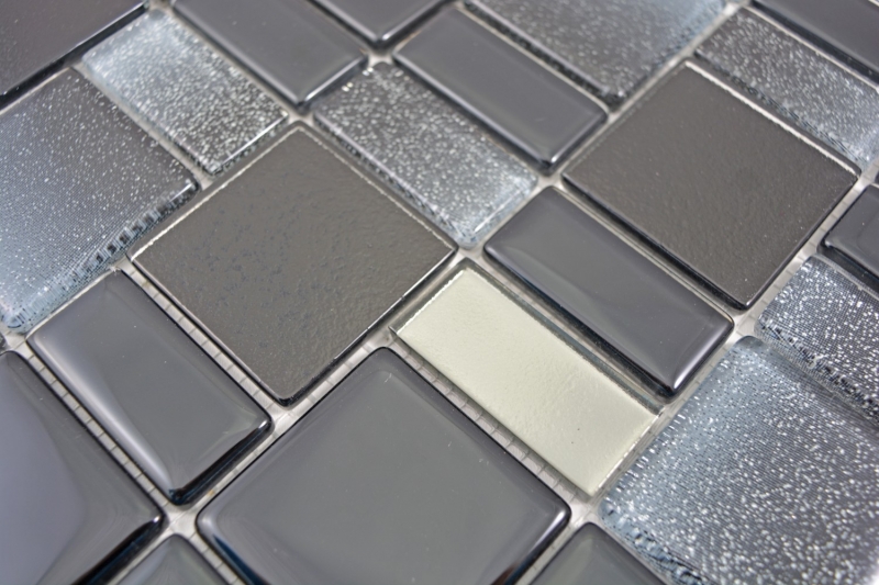 Piastrella di mosaico dipinta a mano Nero traslucido Combinazione nero cangiante MOS68-035B_m
