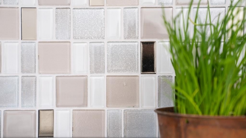 Piastrella di mosaico dipinta a mano combinazione perla traslucida perla iridescente MOS68-0136P_m