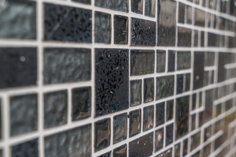 Mano modello mosaico piastrelle traslucido composito nero combinazione di vetro mosaico cristallo artificiale nero MOS88-K989_m