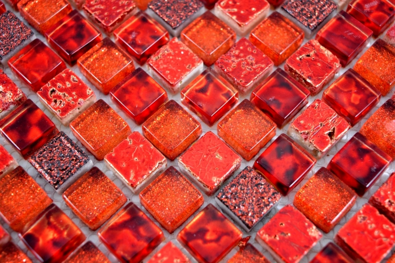 Piastrella di mosaico dipinta a mano Rosso traslucido Mosaico di vetro Cristallo Resina rosso BAGNO WC Cucina PARETE MOS92-0904_m