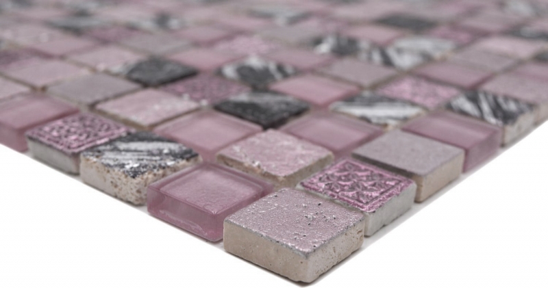 Piastrella di mosaico dipinta a mano Backsplash di piastrelle Rosa traslucido Mosaico di vetro Cristallo di resina rosa BAGNO WC Cucina PARETE MOS82-1104_m