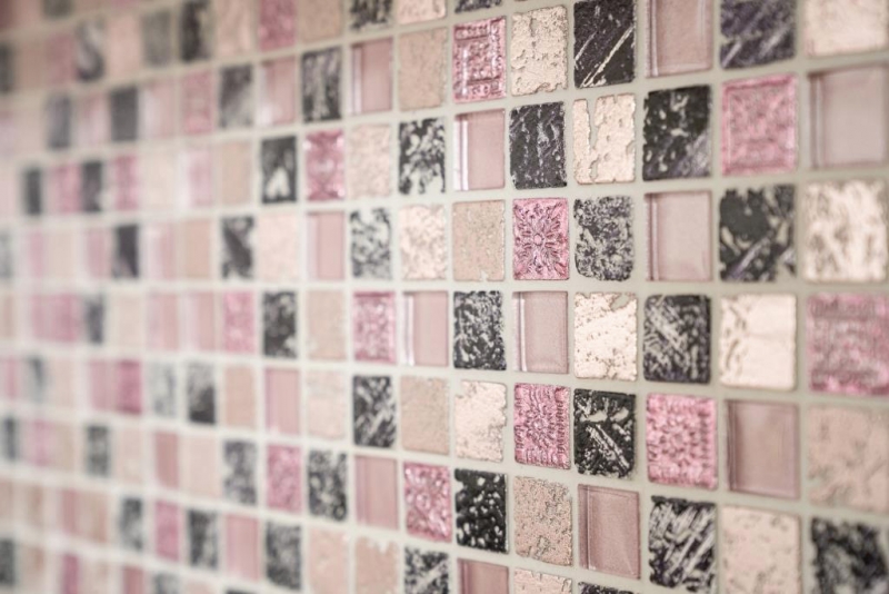 Piastrella di mosaico dipinta a mano Backsplash di piastrelle Rosa traslucido Mosaico di vetro Cristallo di resina rosa BAGNO WC Cucina PARETE MOS82-1104_m