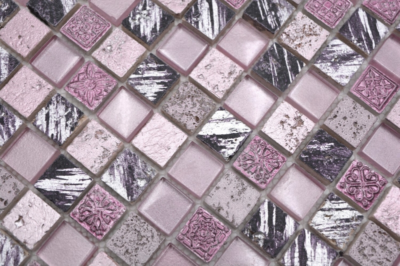 Piastrella di mosaico dipinta a mano Backsplash di piastrelle Rosa traslucido Mosaico di vetro Cristallo di resina rosa BAGNO WC Cucina PARETE MOS82-1104_m