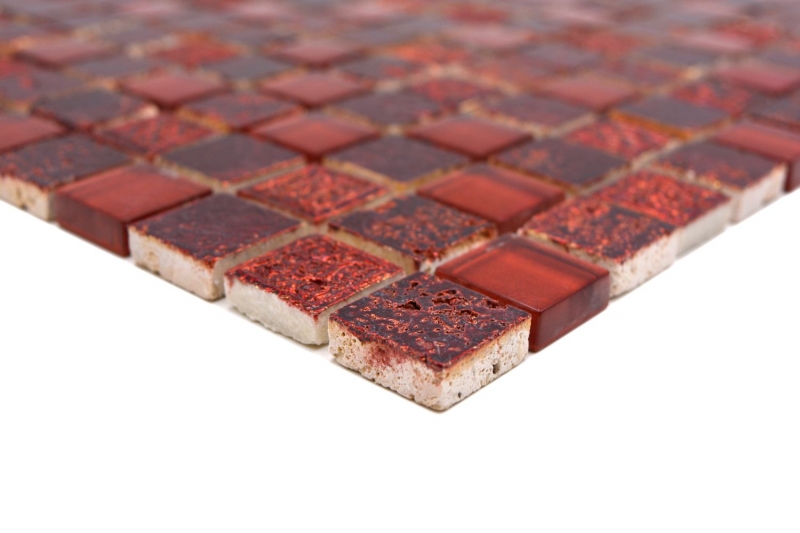 Piastrella di mosaico dipinta a mano Backsplash di piastrelle Rosso traslucido Mosaico di vetro Cristallo di resina rosso BAGNO WC Cucina MURO MOS82-0906_m