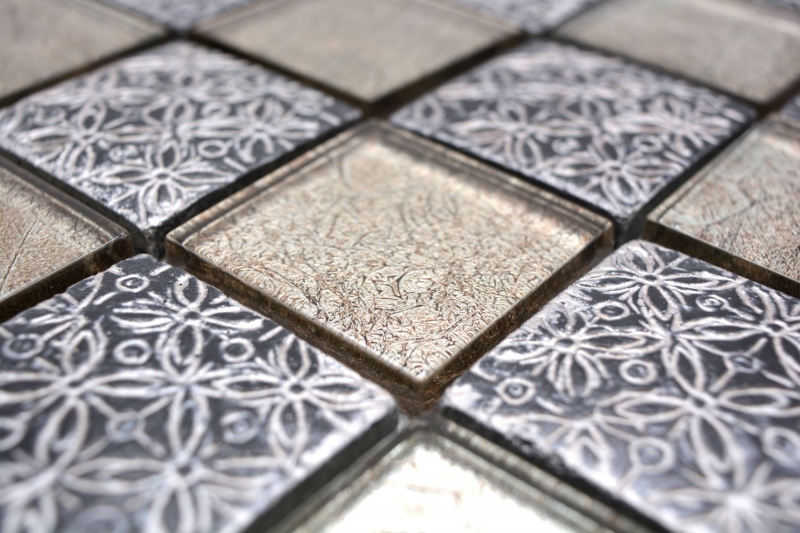 Piastrella di mosaico dipinta a mano Rivestimento traslucido champagne nero Mosaico di vetro cristallo resina Optik MOS78B-0702_m