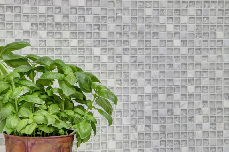 Piastrella di mosaico dipinta a mano Backsplash di piastrelle Bianco traslucido Mosaico di vetro Pietra di cristallo bianca MOS92-0102_m