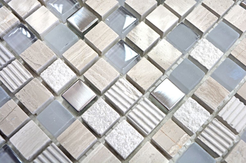 Piastrella di mosaico dipinta a mano Backsplash di piastrelle Traslucido grigio chiaro argento Mosaico di vetro Pietra di cristallo EP grigio chiaro argento MOS92-HQ10_m
