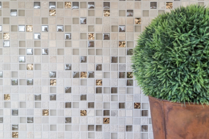 Piastrella di mosaico dipinta a mano Backsplash di piastrelle Traslucido grigio chiaro oro Mosaico di vetro Pietra di cristallo EP grigio chiaro oro MOS92-HQ12_m