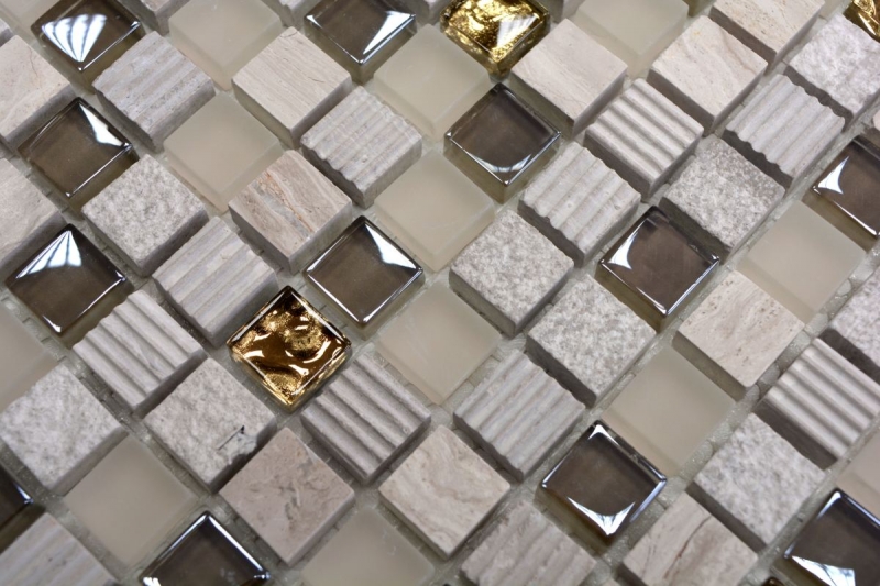 Piastrella di mosaico dipinta a mano Backsplash di piastrelle Traslucido grigio chiaro oro Mosaico di vetro Pietra di cristallo EP grigio chiaro oro MOS92-HQ12_m
