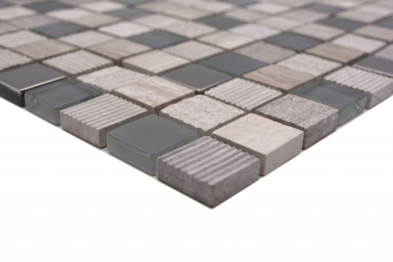 Piastrella di mosaico dipinta a mano Backsplash di piastrelle Traslucido grigio chiaro argento Mosaico di vetro Pietra di cristallo EP grigio chiaro argento MOS92-HQ20_m