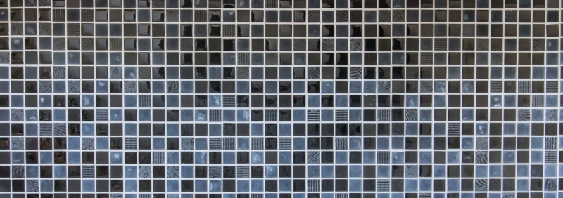 Piastrella di mosaico dipinta a mano Backsplash di piastrelle Traslucido grigio scuro nero Mosaico di vetro Pietra di cristallo Rilievo grigio scuro nero MOS83-HQ29_m