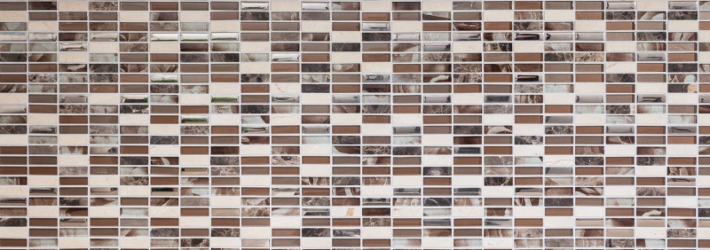 Piastrella di mosaico dipinta a mano Rivestimento traslucido marrone argento Rettangolo Mosaico di vetro Pietra di cristallo marrone MOS87-SM78_m