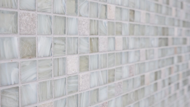 Piastrella di mosaico dipinta a mano Backsplash di piastrelle Bianco traslucido Mosaico di vetro Pietra di cristallo Bianco crema MOS94-2503_m