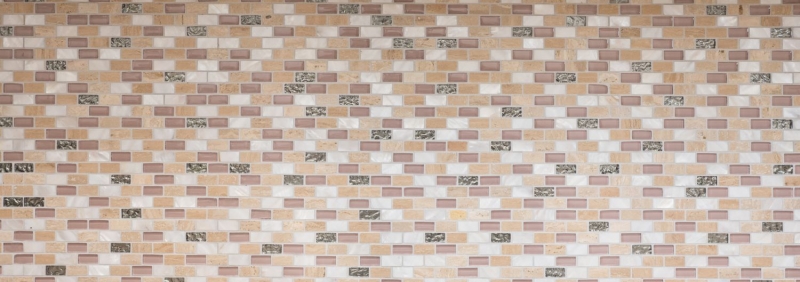 Piastrella di mosaico decorata a mano Backsplash di piastrelle beige traslucido Brick Mosaico di vetro Pietra di cristallo Shell beige MOS87-B05S_m