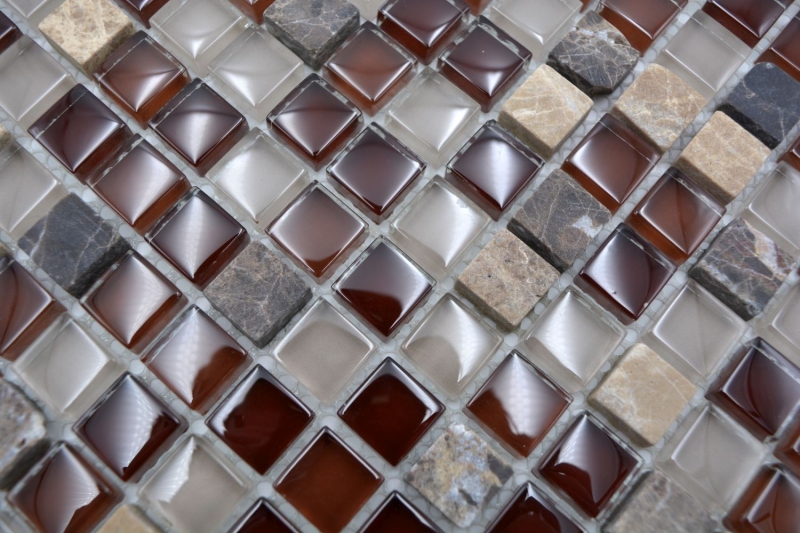 Piastrella di mosaico dipinta a mano Backsplash di piastrelle Marrone traslucido Mosaico di vetro Pietra di cristallo marrone BAGNO WC Cucina Muro MOS92-1304_m