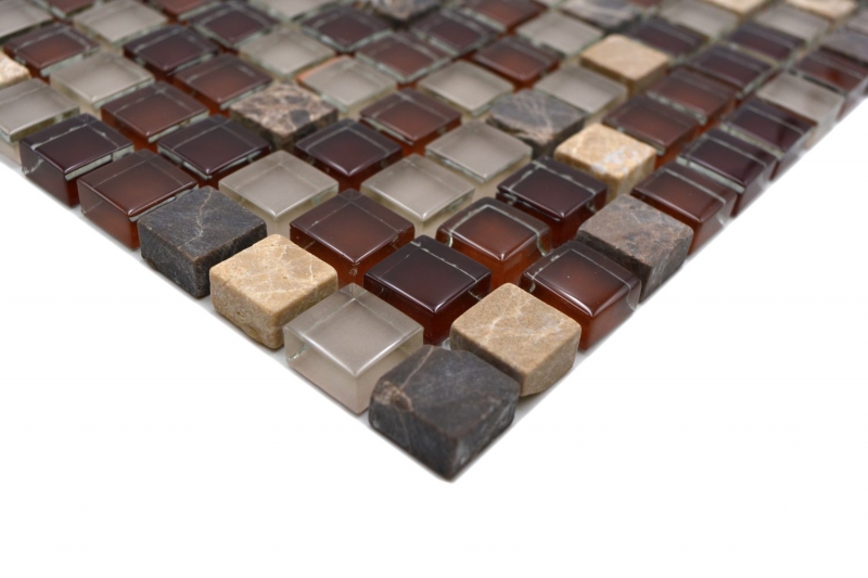 Piastrella di mosaico dipinta a mano Backsplash di piastrelle Marrone traslucido Mosaico di vetro Pietra di cristallo marrone BAGNO WC Cucina Muro MOS92-1304_m