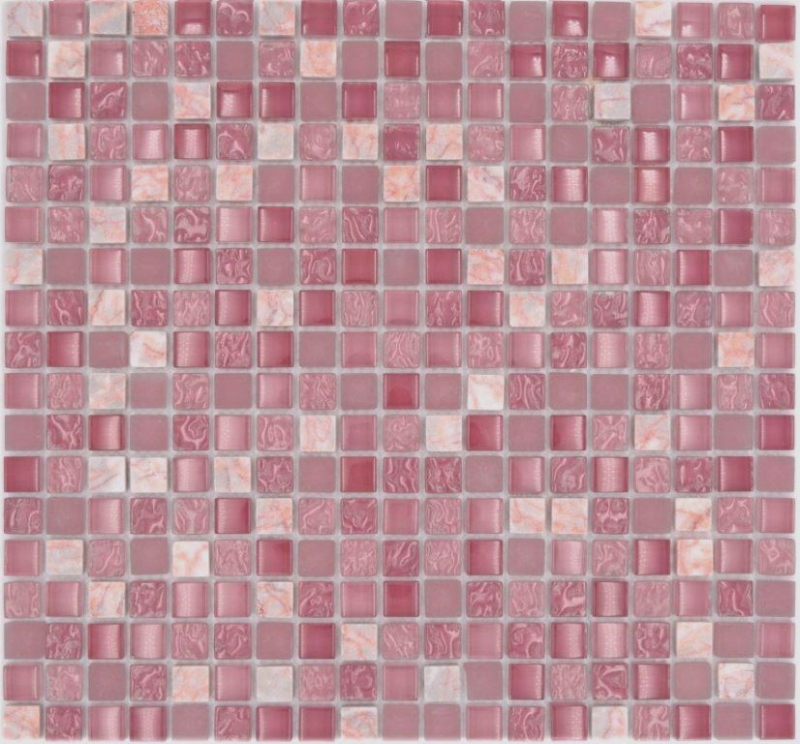 Piastrella di mosaico dipinta a mano Mosaico di vetro rosa traslucido Pietra di cristallo rosa BAGNO WC Cucina MOS92-1002_m