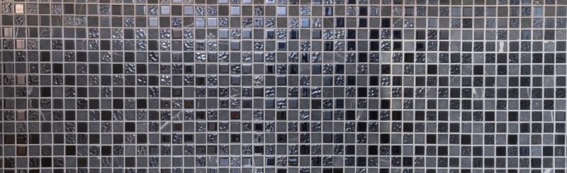 Piastrella di mosaico dipinta a mano Backsplash di piastrelle Traslucido grigio nero Mosaico di vetro Pietra di cristallo grigio nero MOS62-0302-GN_m