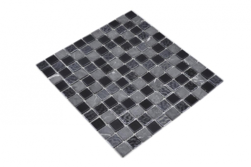Piastrella di mosaico dipinta a mano Backsplash di piastrelle Traslucido grigio nero Mosaico di vetro Pietra di cristallo grigio nero MOS62-0302-GN_m