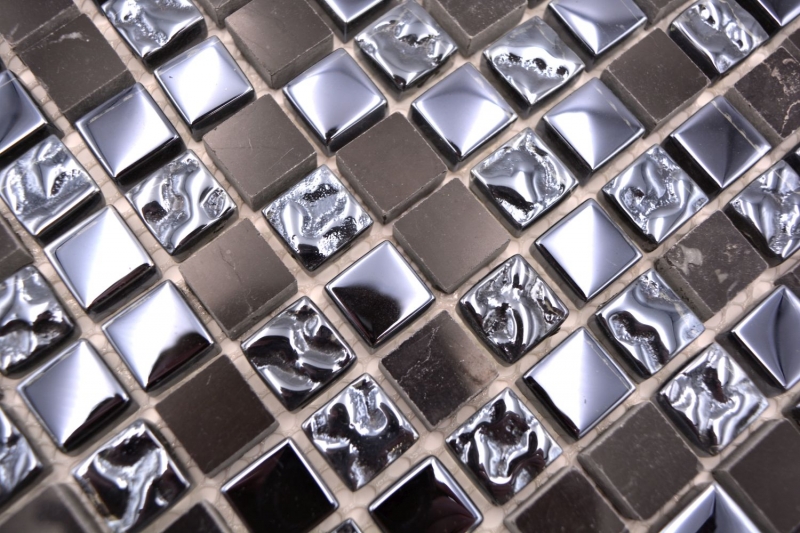 Piastrella di mosaico dipinta a mano Backsplash di piastrelle Grigio traslucido nero Mosaico di vetro Pietra di cristallo grigio nero MOS92-0302_m
