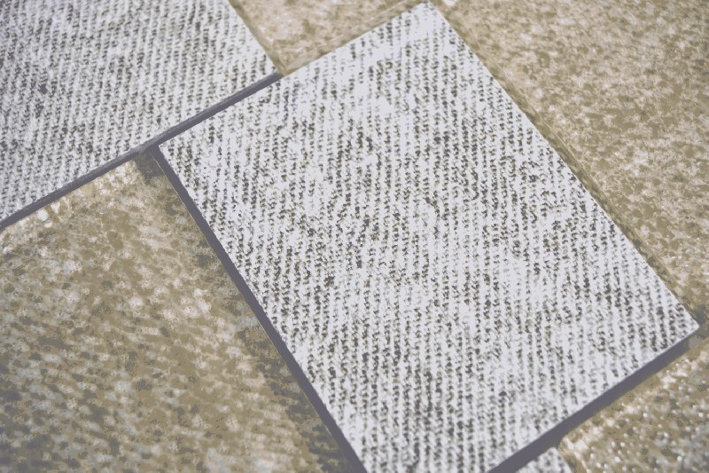 Piastrella di mosaico dipinta a mano in ceramica traslucida beige rettangolo in vetro mosaico in ceramica Crystal beige MOS88J-1202_m