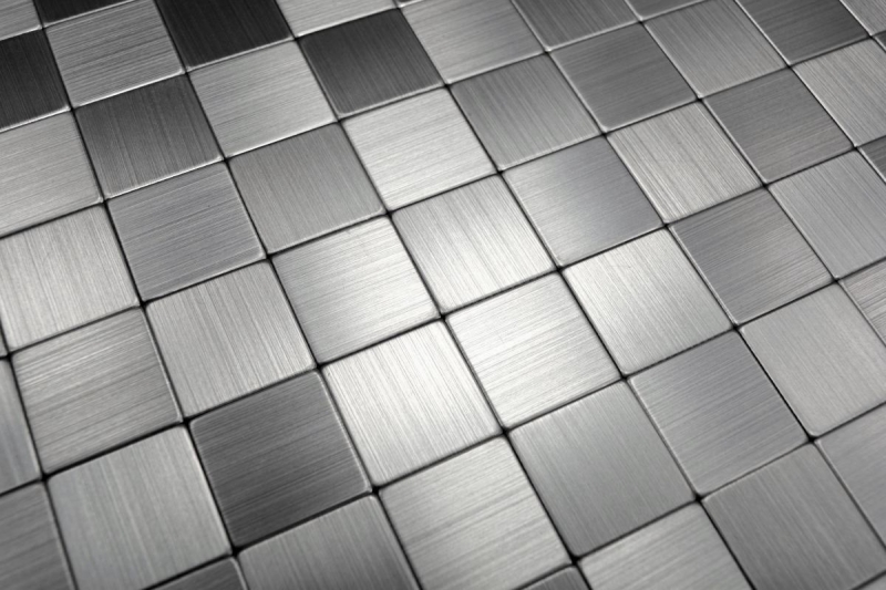 Campione a mano di mosaico Piastrella backsplash autoadesiva alluminio argento metallo MOS200-22M25_m