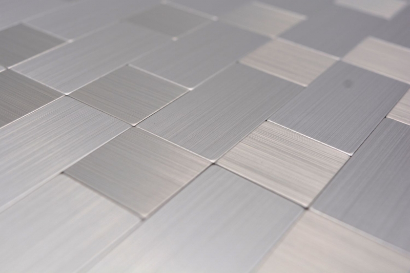 Piastrella di mosaico dipinta a mano autoadesiva alluminio argento metallo combinazione metallo MOS200-4MM87_m