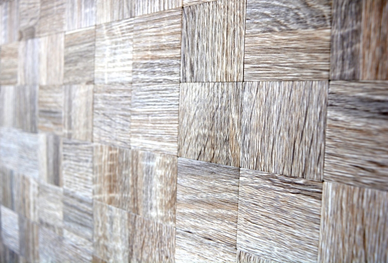 Campione a mano piastrelle backsplash mosaico piastrelle autoadesive alluminio grigio chiaro metallo aspetto legno luce MOS200-2222_m
