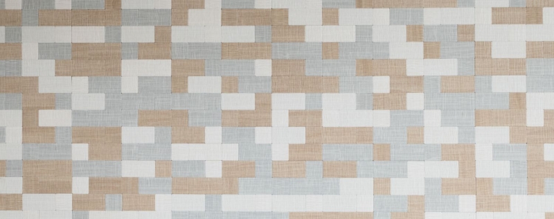 Piastrella di mosaico dipinta a mano Backsplash di piastrelle autoadesive alluminio crema beige grigio combinazione metallo aspetto tessile MOS200-2522_m