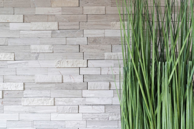 Campione a mano di mosaico Piastrella backsplash autoadesiva marmo pietra naturale grigio bianco crema pietra naturale legno bianco MOS200-0120_m