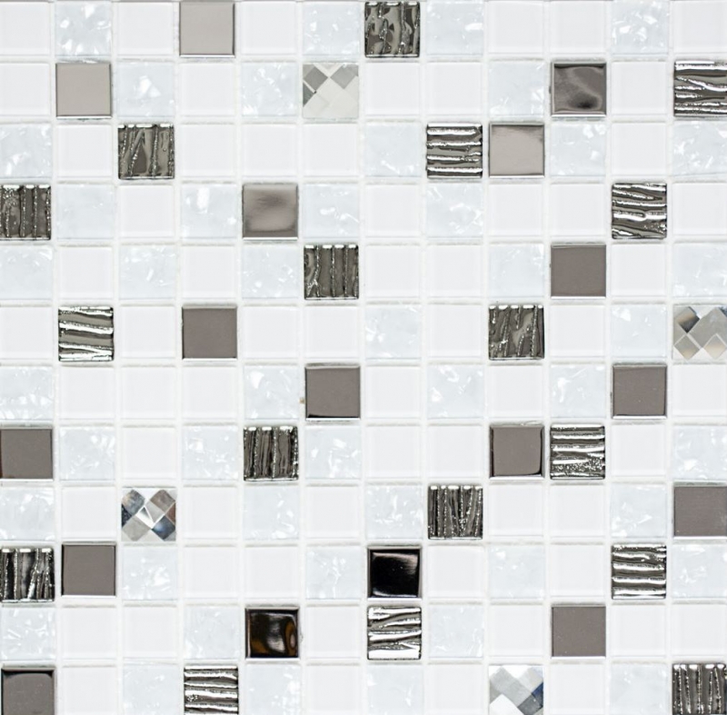 Piastrella del mosaico del modello della mano Specchio della piastrella autoadesivo Acciaio inossidabile traslucido bianco Mosaico di vetro Acciaio di cristallo bianco Vetro MOS200-4CM24_m