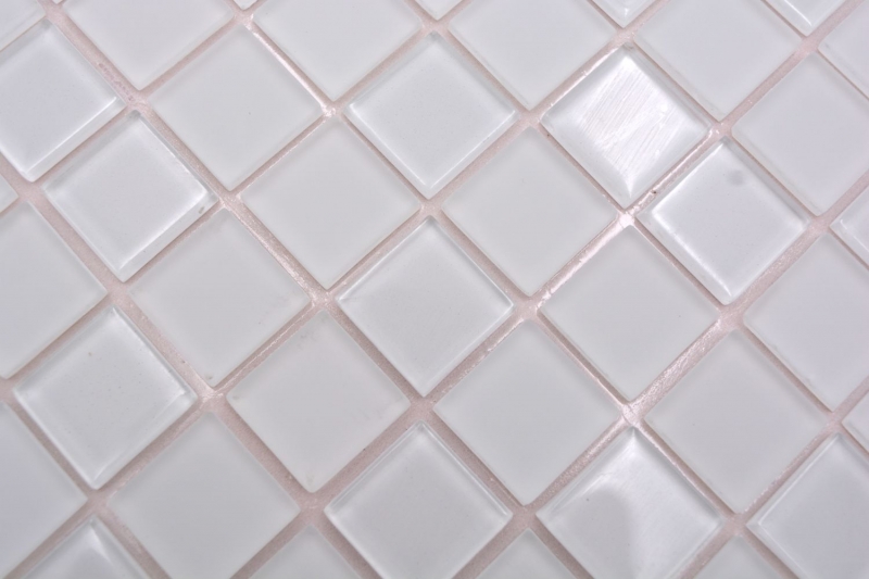 Piastrella di mosaico dipinta a mano Rivestimento autoadesivo bianco traslucido Mosaico di vetro bianco cristallo bianco opaco MOS200-4CM20_m