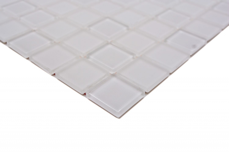 Piastrella di mosaico dipinta a mano Rivestimento autoadesivo bianco traslucido Mosaico di vetro bianco cristallo bianco opaco MOS200-4CM20_m