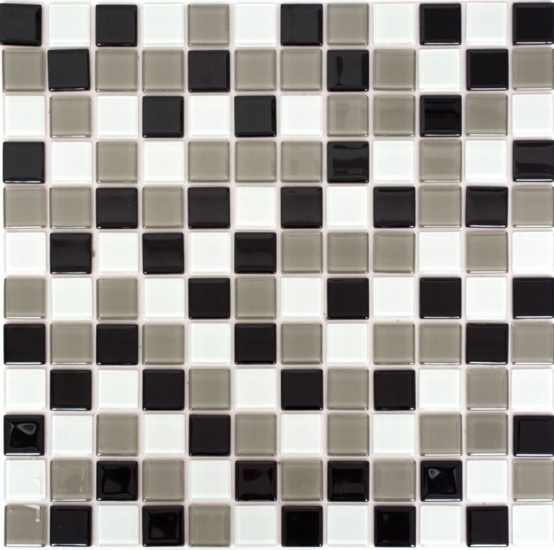 Piastrella di mosaico dipinta a mano Rivestimento autoadesivo Traslucido marrone bianco nero Mosaico di vetro Cristallo marrone bianco nero MOS200-4CM30_m