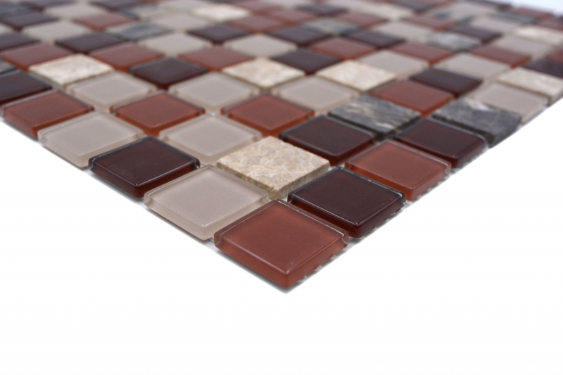 Mosaico a mano Piastrella autoadesiva Pietra traslucida beige marrone Mosaico di vetro Pietra di cristallo beige marrone emperador MOS200-4M352_m