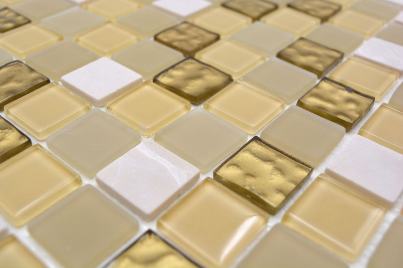 Piastrella di mosaico dipinta a mano Rivestimento autoadesivo Pietra traslucida oro bianco Mosaico di vetro Pietra di cristallo oro bianco opaco MOS200-4M362_m