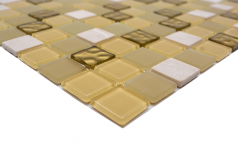 Piastrella di mosaico dipinta a mano Rivestimento autoadesivo Pietra traslucida oro bianco Mosaico di vetro Pietra di cristallo oro bianco opaco MOS200-4M362_m