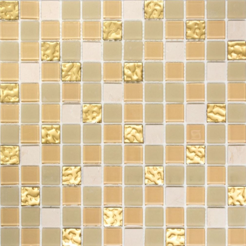 Piastrella di mosaico dipinta a mano Rivestimento autoadesivo Pietra traslucida oro bianco Mosaico di vetro Pietra di cristallo oro bianco opaco MOS200-4M362_m