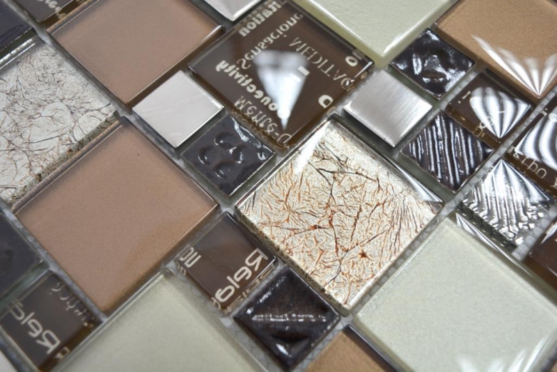 Mano modello trasparente cristallo mosaico vetro mosaico argento marrone parete piastrelle backsplash cucina doccia bagno MOS88-1317_m