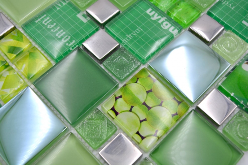 Mano modello trasparente cristallo mosaico vetro mosaico argento verde parete piastrelle backsplash cucina doccia bagno MOS88-0517_m