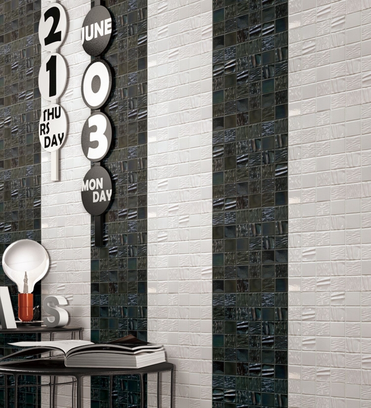 Mosaico ceramico dipinto a mano Kanaan nero mosaico piastrelle muro backsplash cucina bagno MOS14-0003_m