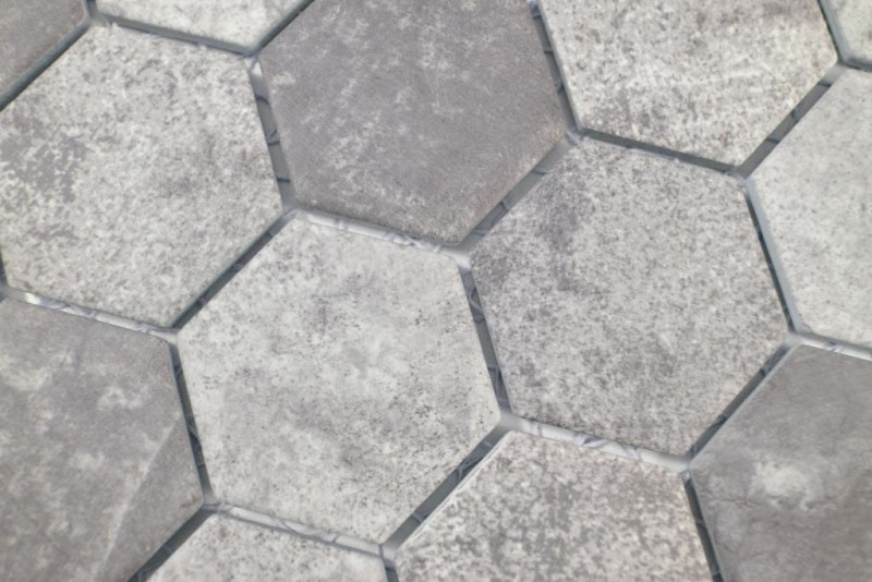 Mosaico ceramico dipinto a mano esagono cemento grigio scuro piastrelle mosaico muro backsplash cucina bagno MOS11H-0026_m