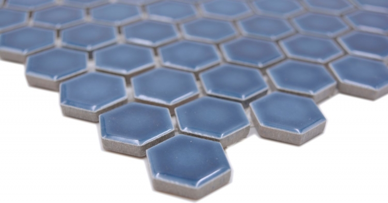 Mosaico ceramico a mano esagono blu-verde lucido piastrelle di mosaico parete backsplash cucina bagno MOS11H-0405_m