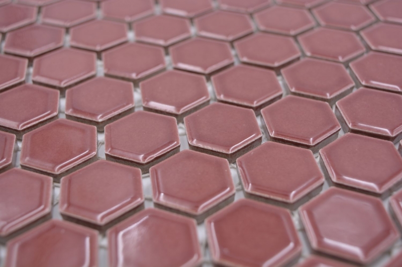 Ceramica dipinta a mano mosaico esagono bordo rosso lucido piastrelle mosaico muro piastrelle backsplash cucina bagno MOS11H-0910_m